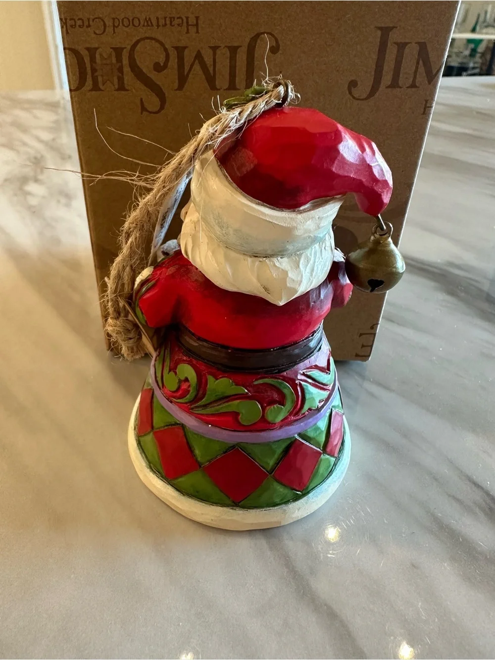 Jim Shore Red, Green & White 2025 Santa Bell Ornament